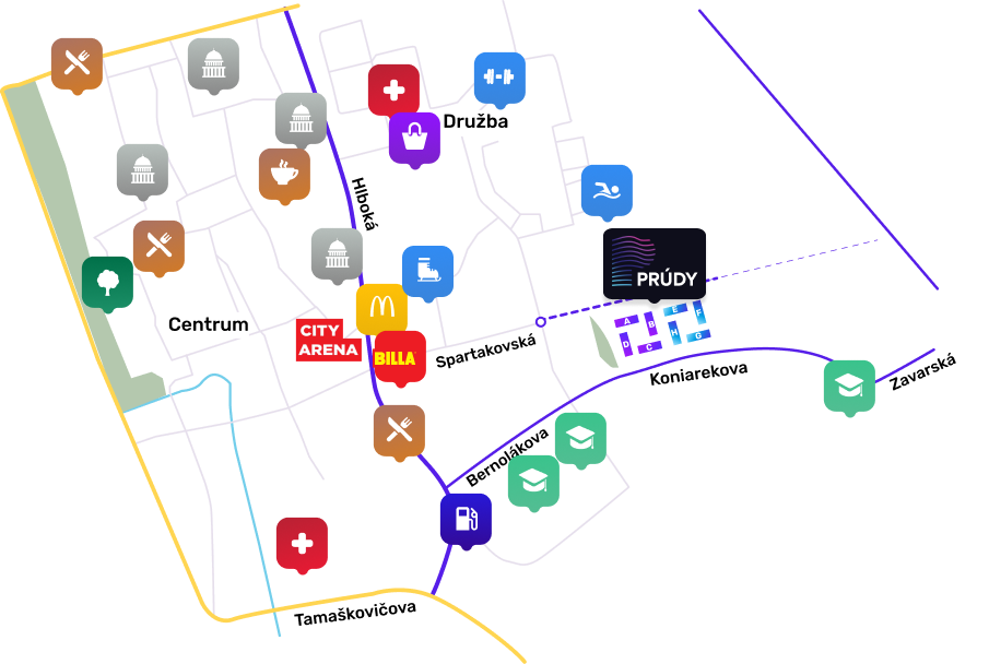 Prúdy Trnava - mapa lokality